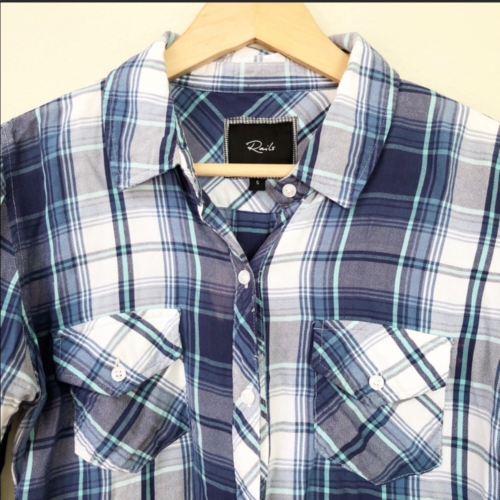 Blue Plaid Rails Button Down Shirt - Picture 2 of 4